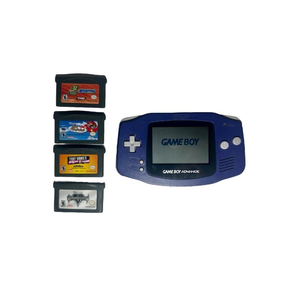 Nintendo Game Boy Advance Indigo Handheld System AGB-001 & 4 Games